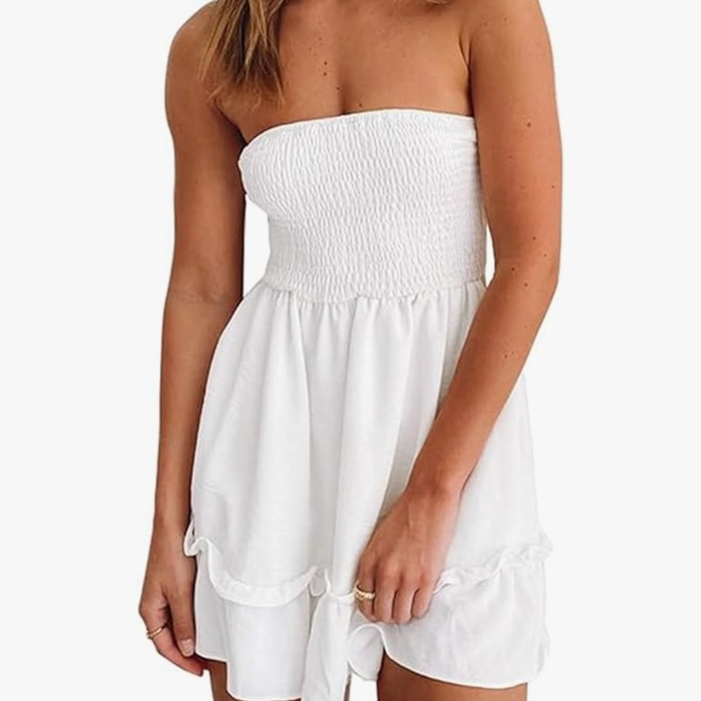 Elegant White Strapless Dress